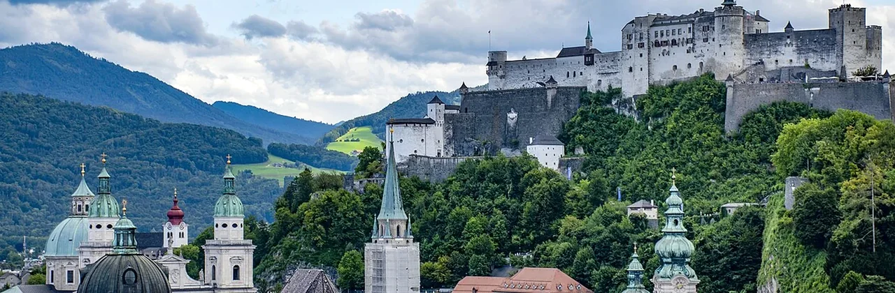 Stadtlandschaft mit vielen Wohngebäuden und unterschiedlichen Dächern